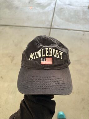 Legacy Navy Baseball Cap with Embroidered Text and Flag